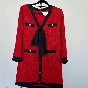 Tuckernuck Red Coco Tweed Bow Dress